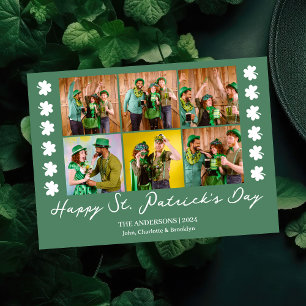 Elegantes Kleeblatt St. Patrick's Day Family Foto Feiertagskarte