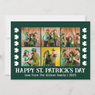 Elegantes Kleeblatt St. Patrick's Day Family Foto Feiertagskarte