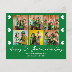 Elegantes Kleeblatt St. Patrick's Day Family Foto Feiertagspostkarte