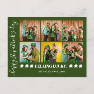 Elegantes Kleeblatt St. Patrick's Day Family Foto Feiertagspostkarte