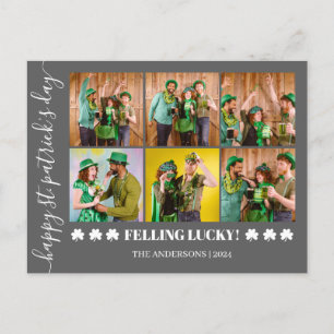 Elegantes Kleeblatt St. Patrick's Day Family Foto Feiertagspostkarte