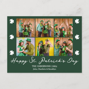 Elegantes Kleeblatt St. Patrick's Day Family Foto Feiertagspostkarte