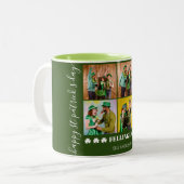 Elegantes Kleeblatt St. Patrick's Day Family Foto Zweifarbige Tasse (Vorderseite Links)