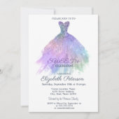 Elegantes Kleid Aquarell Farbenfroh gestreift Süß  Einladung (Vorderseite)