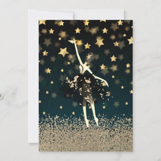 Elegantes Kleid Ballerina Stars Quinceañera Einladung (Rückseite)