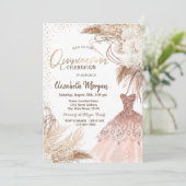 Elegantes Kleid, Confetti Boho Blume Quinceañera Einladung (Stehend Vorderseite)