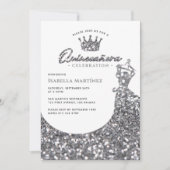 Elegantes Kleid & Crown Quinceñera Geburtstagspart Einladung (Vorderseite)