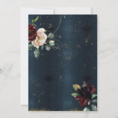 Elegantes Kleid, Rose Dunkelblau Quinceñera Einladung (Rückseite)