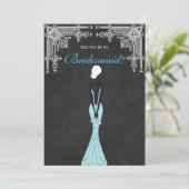 Elegantes Kleid sind Sie meine Brautjungfer Einladung (Stehend Vorderseite)