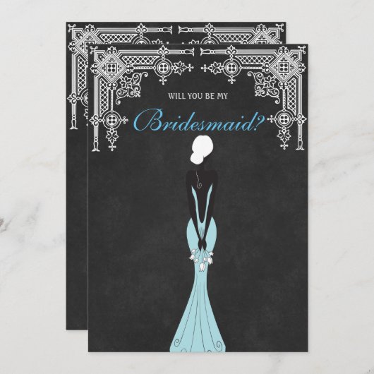 Elegantes Kleid sind Sie meine Brautjungfer Einladung (Vorne/Hinten)