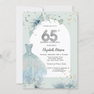 Elegantes Kleid Winter 65. Geburtstag Einladung