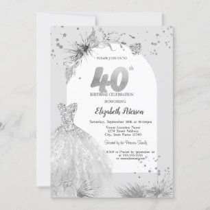 Elegantes Kleid Winter Grau 40. Geburtstag Einladung