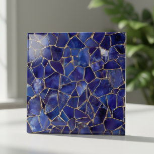 Elegantes Kobaltblau-Gold-Mosaik Fliese