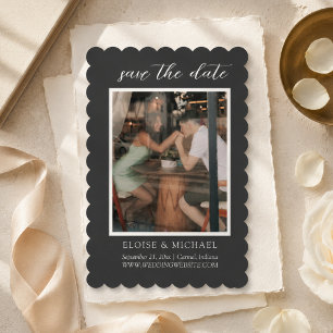 Elegantes Kohle geriffeltes Foto Save The Date