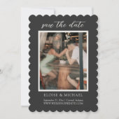 Elegantes Kohle geriffeltes Foto Save The Date (Vorderseite)