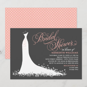 Elegantes Kohle-Rosé-Hochzeitskleid-Brautparty Einladung