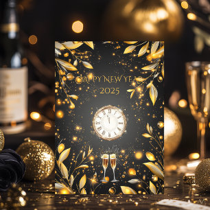 Elegantes Kohle und Gold Silvester Countdown Einladung