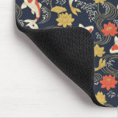 Elegantes Koi-Fisch- und Lotus-Muster Mousepad (Ecke)