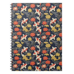 Elegantes Koi-Fisch- und Lotus-Muster Notizblock