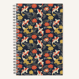 Elegantes Koi-Fisch- und Lotus-Muster Notizblock