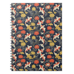 Elegantes Koi-Fisch- und Lotus-Muster Notizblock
