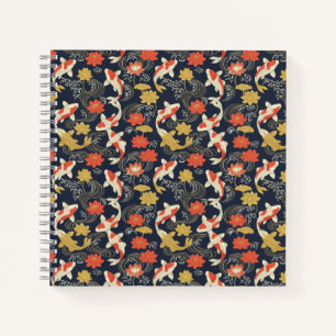 Elegantes Koi-Fisch- und Lotus-Muster Notizblock