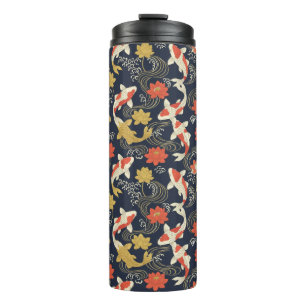 Elegantes Koi-Fisch- und Lotus-Muster Thermosbecher