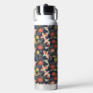 Elegantes Koi-Fisch- und Lotus-Muster Trinkflasche