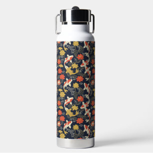 Elegantes Koi-Fisch- und Lotus-Muster Trinkflasche