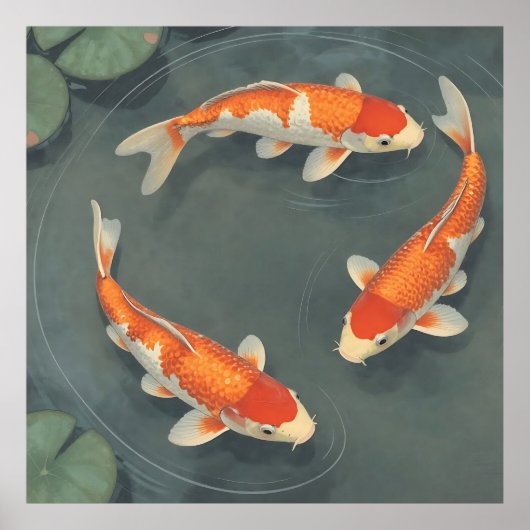 Elegantes Koi-Fischteich-Serenitätsdesign Poster (Vorne)