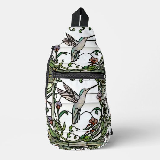 Elegantes Kolibrifensterglas-Kunstdesign Crossbody Bag (Vorderseite)