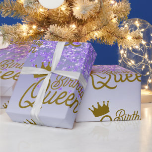Elegantes königliches lila Glitter-Geburtstags-Que Geschenkpapier