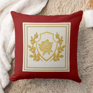Elegantes königliches Wappen-Rosen-Wurfkissen – Re Kissen