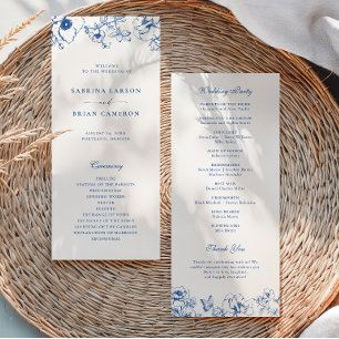 Elegantes königsblaues Blumen-Garten-Hochzeitsprog Programm