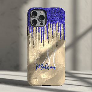 Elegantes königsblaues goldenes Glitter-Tropfen-Mo Case-Mate iPhone 14 Hülle
