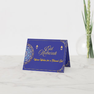 Elegantes königsblaues goldenes Mandala Eid Mubara Dankeskarte