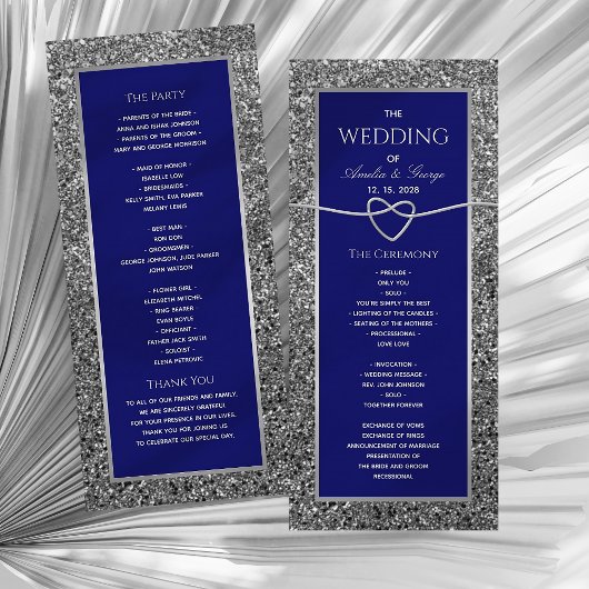Elegantes königsblaues Hochzeitsprogramm Programm