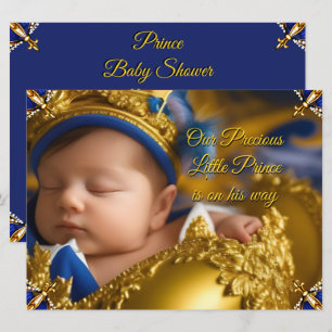 Elegantes königsblaues Prinzen-Baby-Shower Gold Einladung