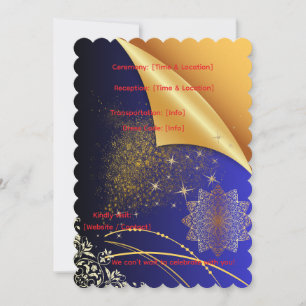 Elegantes königsblaues und goldenes indisches Hoch Einladung