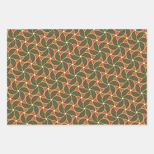 Elegantes, konzentrisches Zirkelmuster Geschenkpapier Set (Vorderseite 3)