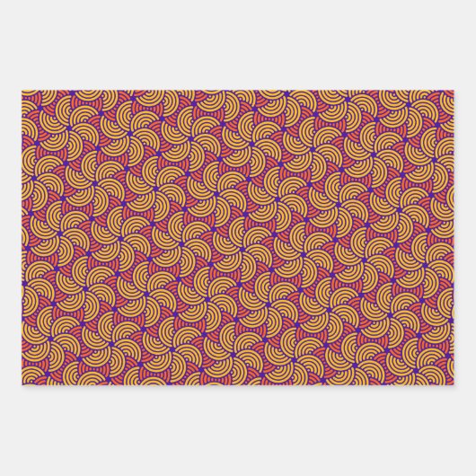 Elegantes, konzentrisches Zirkelmuster Geschenkpapier Set (Vorderseite)