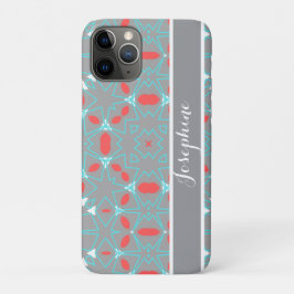 Elegantes Korallen-Türkis-Graues geometrisches Mus Case-Mate iPhone Hülle