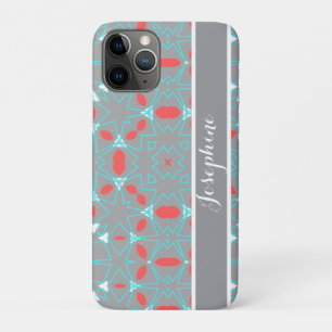 Elegantes Korallen-Türkis-Graues geometrisches Mus Case-Mate iPhone Hülle