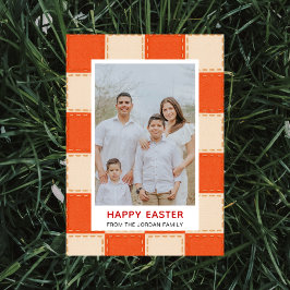Elegantes Korallen- und Creme-Muster Frohe Ostern  Feiertagskarte