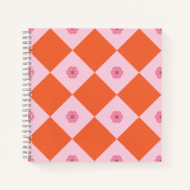 Elegantes Korallen- und Rosa-Blumen-Geometrie-Noti Notizblock