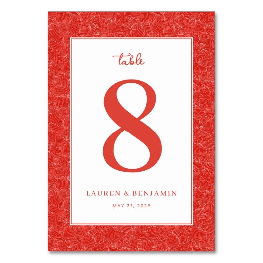 Elegantes Korallenblatt Tischnummer (Vorderseite)