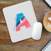 Elegantes korallenblaues Monogramm mit Buchstabe A Mousepad