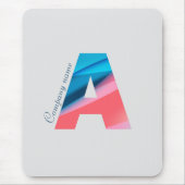Elegantes korallenblaues Monogramm mit Buchstabe A Mousepad (Vorne)
