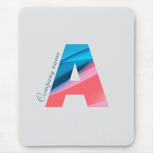 Elegantes korallenblaues Monogramm mit Buchstabe A Mousepad (Vorne)