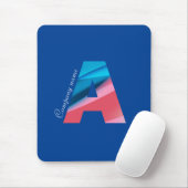 Elegantes Korallenblaues Monogramm mit Buchstabe A Mousepad (Mit Mouse)